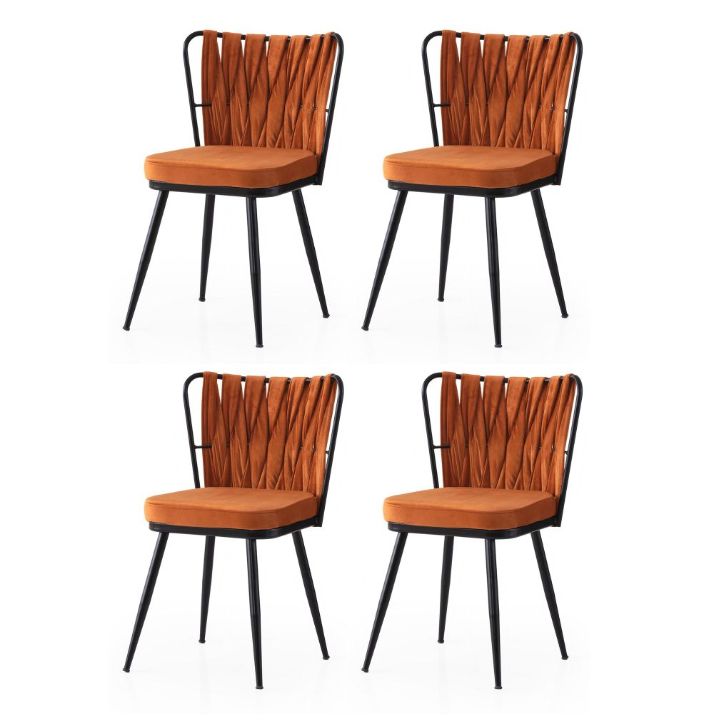 Kuşaklı - 224 V4 Crni Narandžasti Set Stolica (4 Komada) slika 1