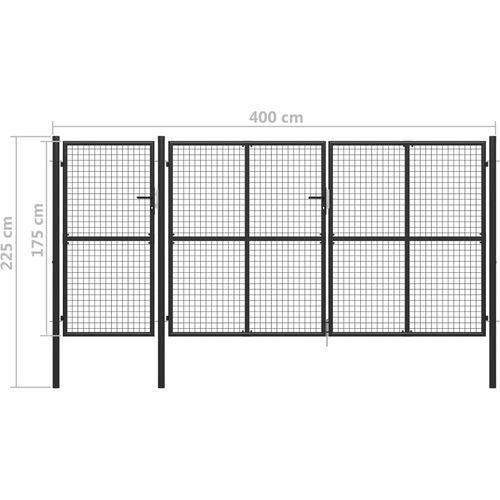 Vrtna vrata čelična 400 x 175 cm antracit slika 5