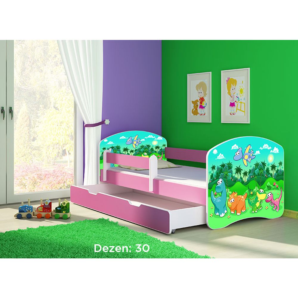 ACMA Dječiji krevet Acma II sa ladicom Pink - 160x80cm - Dezen 30 slika 2