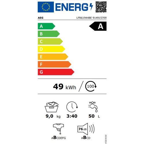 AEG LFR61944BE Veš mašina, 9 kg, 1400 rpm, Inverter, WOOLMARK BLUE sertifikat slika 7