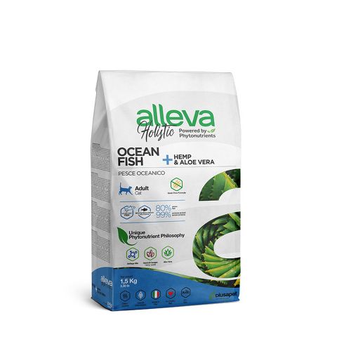 Alleva Holistic Cat Adult Ocean Fish + Hemp &amp; Aloe Vera 1.5 kg slika 1