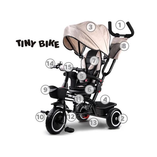 Tricikl Tiny bike 3 u 1 - Beige slika 3