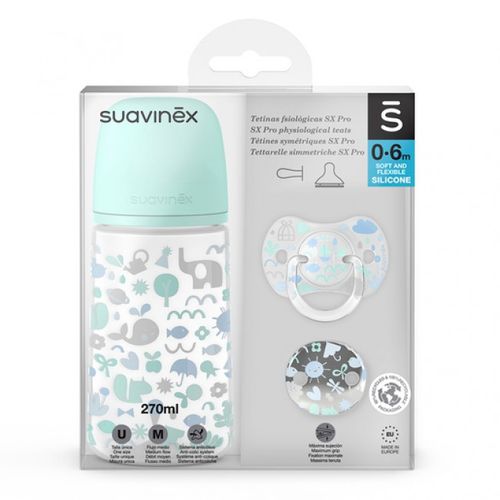 Suavinex Set Flašica 270Ml + Varalica 0/6M + Klipsa Plavi Memory slika 3