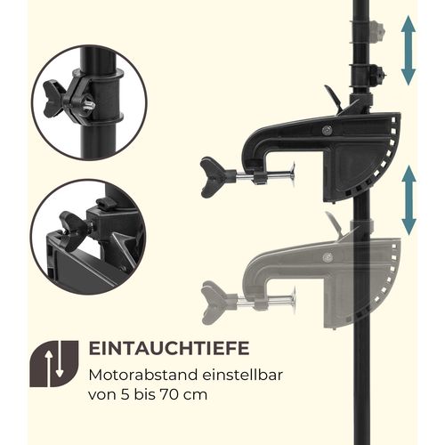 Waldbeck Barracuda 50, električni vanbrodski motor, 50 lbs / 564 W, 12 V, 3-krilni propeler, Crna slika 21