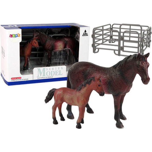 Set figurica 2 tamno - smeđa konja s ogradom slika 1