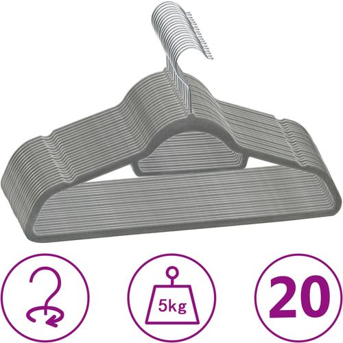 20-dijelni set vješalica za odjeću protuklizni sivi baršunasti slika 1