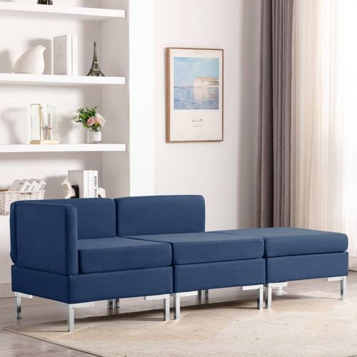 3-dijelni set sofa od tkanine plavi slika 1