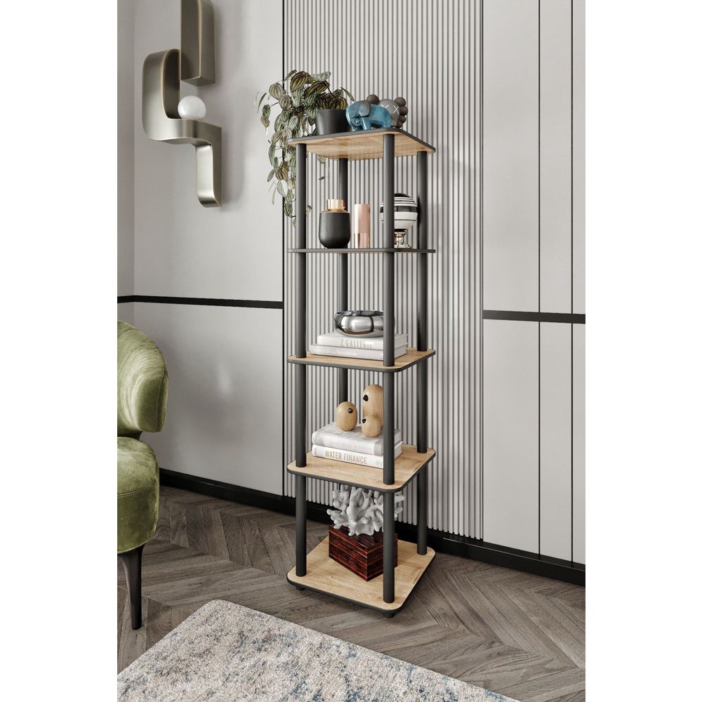  Bookshelf Bookcase 5 Tiers Square, colour Oak slika 1