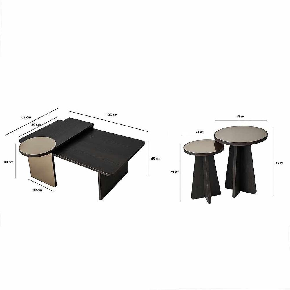 Nesting table Luna - Set od 4 komada u Crnoj i Bronze boji slika 6