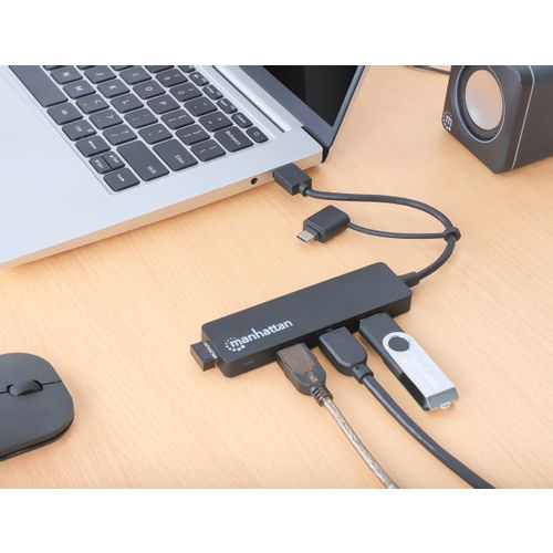 USB-C HUB 4port Manhattan 180863 3.2 G1+USB-C/5Gbps/Crni slika 3