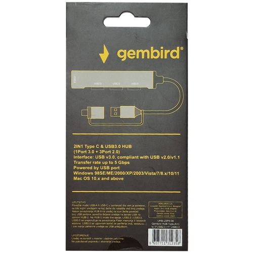 UHB-U3P4-06 ** Gembird HUB Type-A+C to 3*USB2.0 + 1*USB3.0 Aluminum (287) slika 6