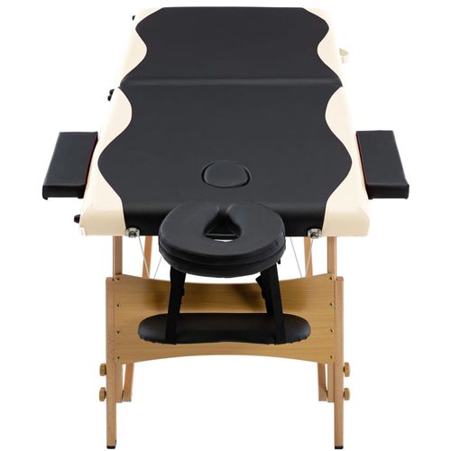 Sklopivi masažni stol s 2 zone drveni crno-bež slika 4