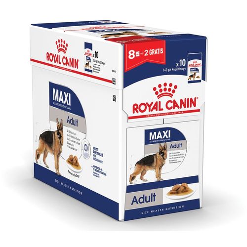 ROYAL CANIN SHN Maxi adult vrećice za pse 140 g, potpuna hrana za odrasle pse velikih pasmina (od 26 do 44 kg, od 15 mjeseci do 8 godina starosti), 8+2 vrećice Gratis slika 1