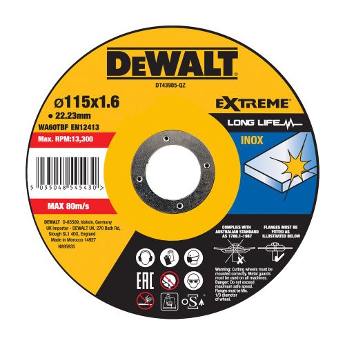 DEWALT REZNA PLOČA INOX 115x1.6x1,6mm DT43905 slika 1