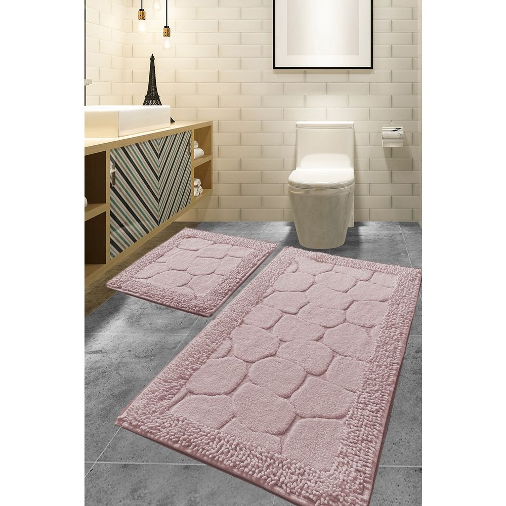 Set Kupatilskih Prostirki Stone - Powder Multicolor (2 Komada) slika 1