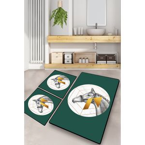 Horse Multicolor Bathmat Set (3 Pieces)