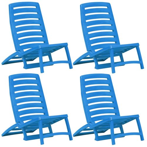 Sklopive stolice za plažu 4 kom plastične plave slika 1