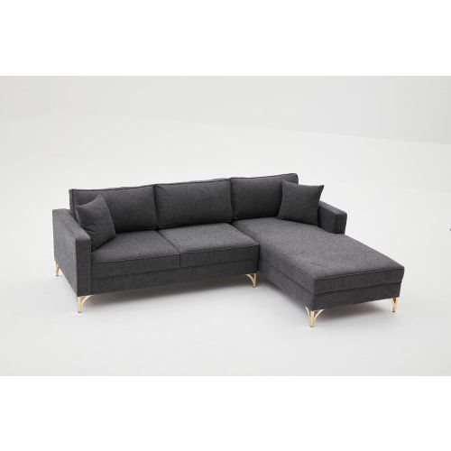 Atelier Del Sofa Kutna garnitura, Antracit Zlato, Berlin Right - Anthracite, Gold slika 4