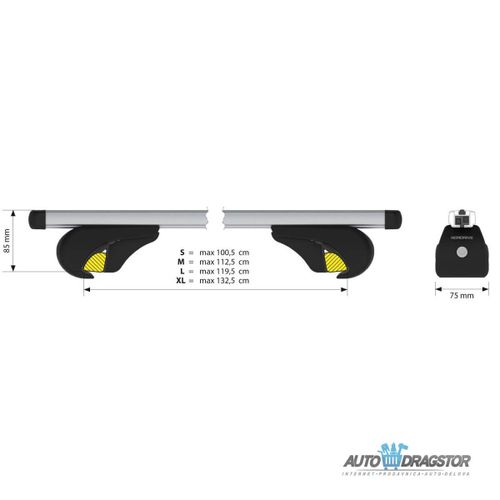 KROVNI NOSAČI "RAIL-TOP"ALU ŠIPKE SET 127CM. RASTOJANJE IZMEDJU ŠINA NA KROVU 119.5CM,NOSIVOST 90KG slika 3