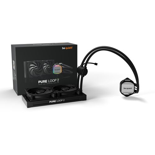 be quiet! BW017 PURE LOOP 2, 240mm [with Mounting Kit for Intel and AMD], Doubly decoupled PWM pump, Two Pure Wings 3 PWM fan 120mm, Unmistakable design with ARGB LED and aluminum-style slika 1