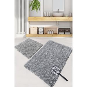 Victoria - Grey Grey Bathmat Set (2 Pieces)