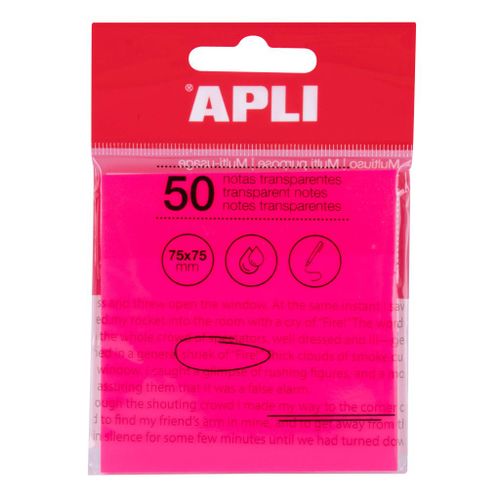 Blok Apli samoljepljivi 75x75mm rozi transparent 50L 19570 slika 1