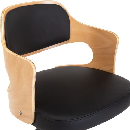 Okretna uredska stolica od savijenog drva i umjetne kože crna slika 31