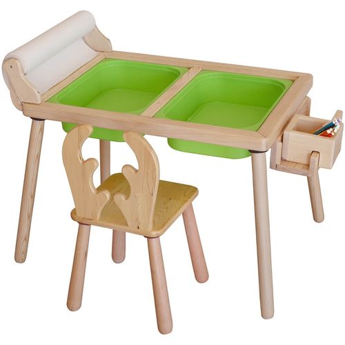 Woody Fashion Dječji stol set Roll and Chair - Green slika 1