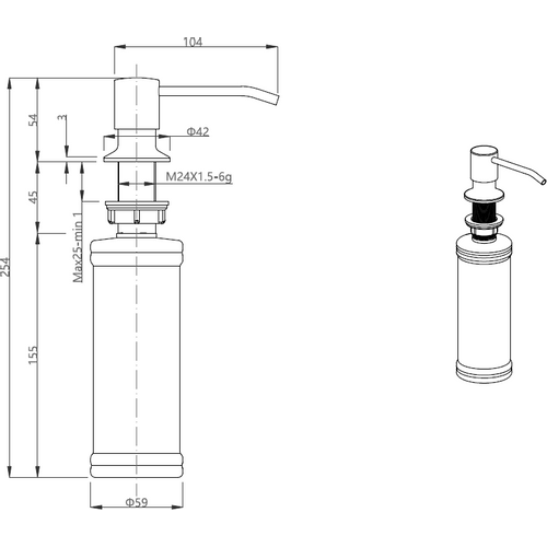 Quadron dozator KEIRA čelik slika 2