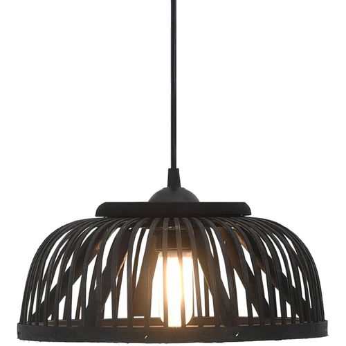 Viseća svjetiljka od bambusa crna 40 W 34 x 14,5 cm polukružna slika 12