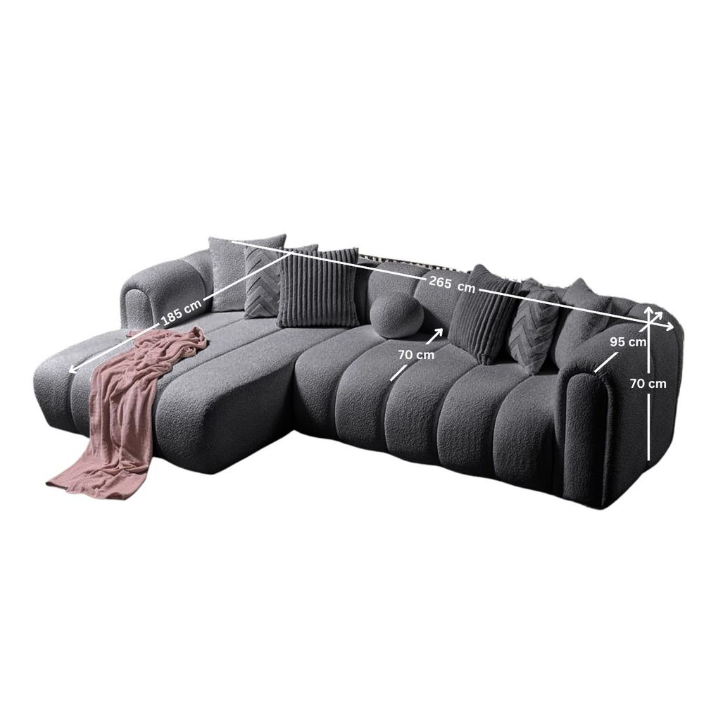 Ugaona Sofa N-Line lijevi - tamno siva slika 10