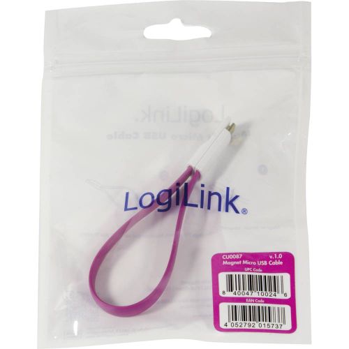 LogiLink USB kabel USB 2.0 USB-A utikač, USB-Micro-B utikač 0.22 m ružičasta magnet na krajevima kabela CU0087 slika 2