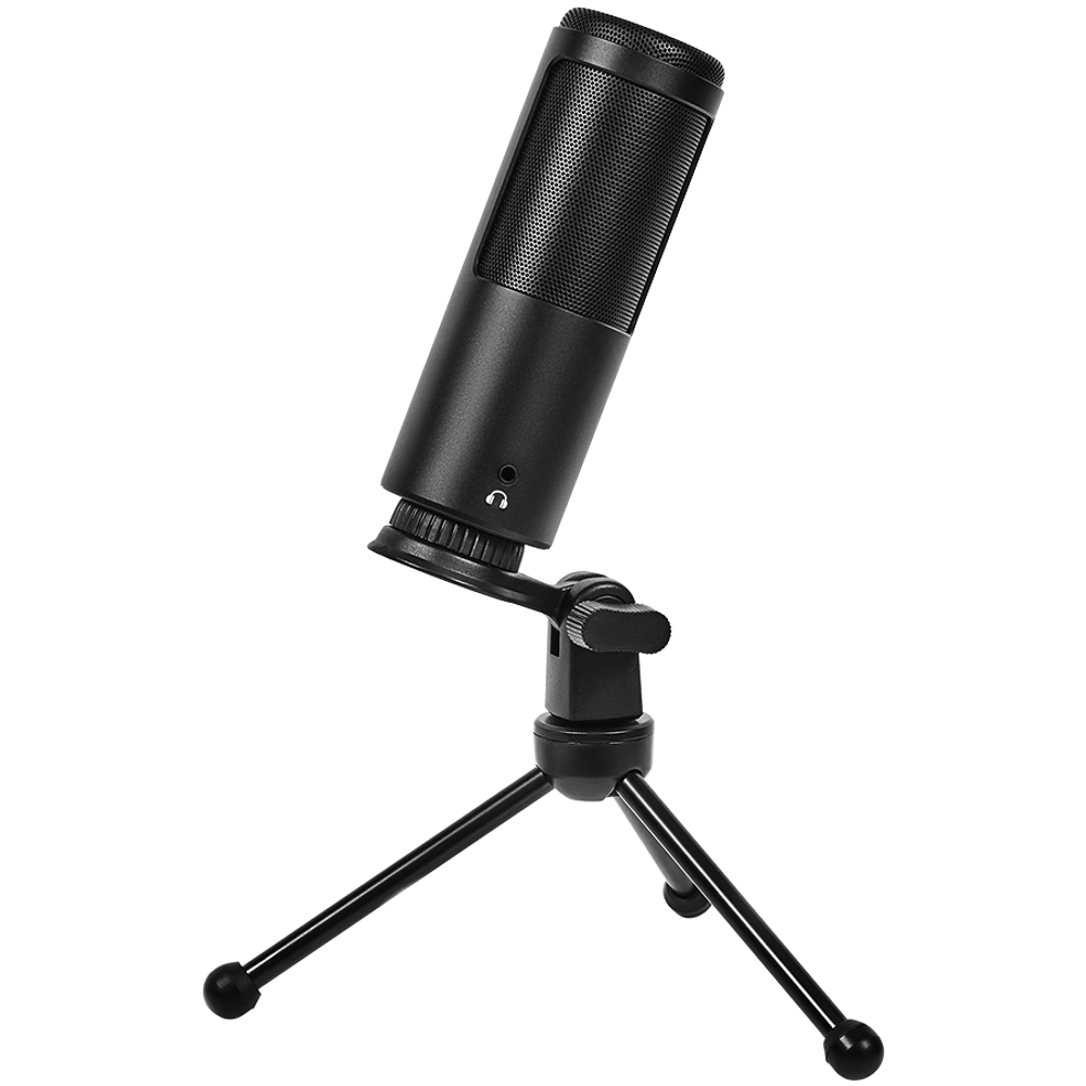 LORGAR Voicer 521, Gaming Mikrofon, Crni, USB kondenzatorski mikrofon sa kontrolom jačine zvuka, 3.5MM priključkom za slušalice, dugmetom za isključivanje i LED indikatorom slika 4