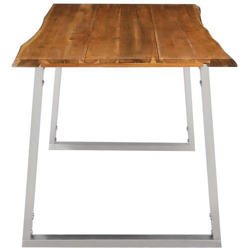 Blagovaonski stol 160 x 80 x 75 cm od bagremovog drva i čelika slika 24