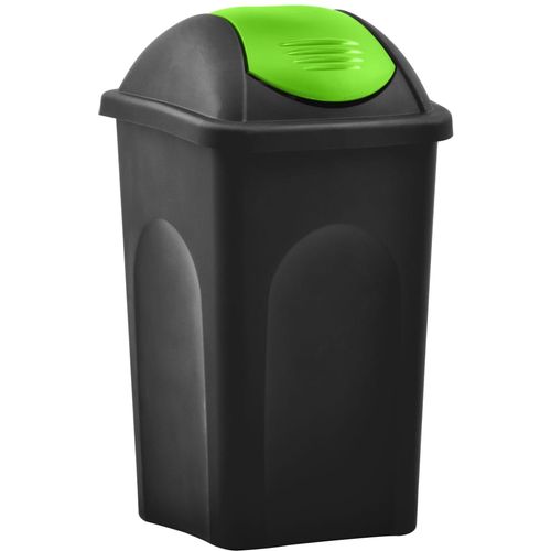 Kanta za smeće s ljuljajućim poklopcem 60 L crno-zelena slika 1