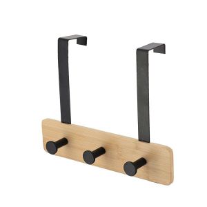 Tendance vješalica sa 3 kuke metal/bambus, crna