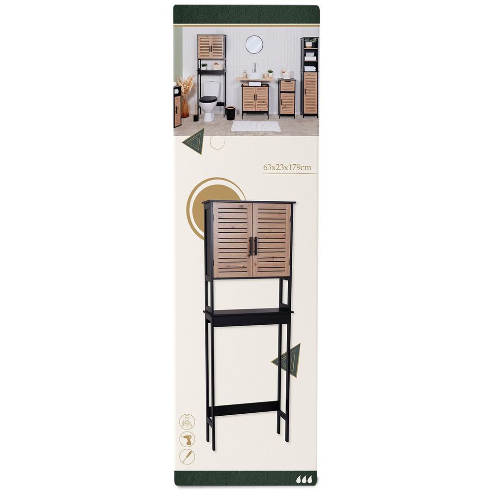 Tendance kupatilski ormarić sa 2 vrata i policom Bergen 63X23X179Cm Mdf Crno Wood 9904763 slika 4
