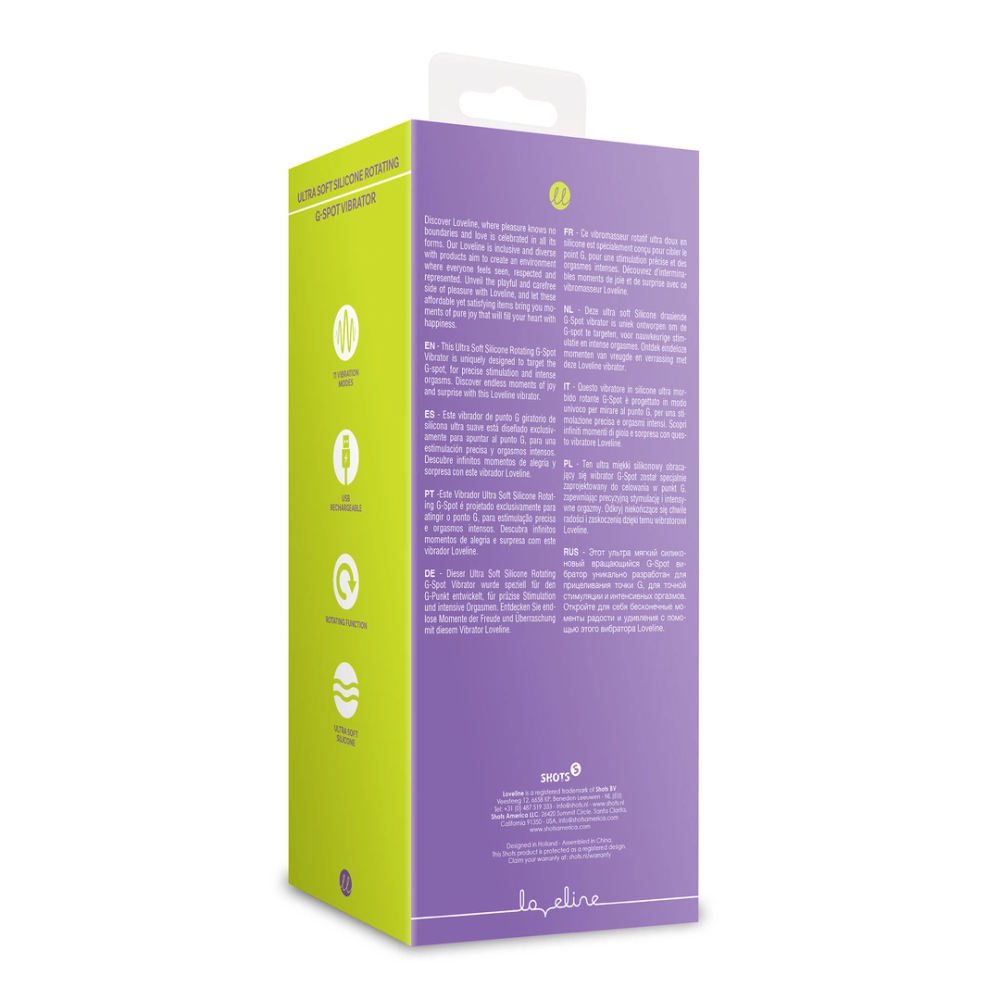Loveline by Shots ultra mekani silikonski rotirajući vibrator za G-točku - spektakl boje lavande slika 3