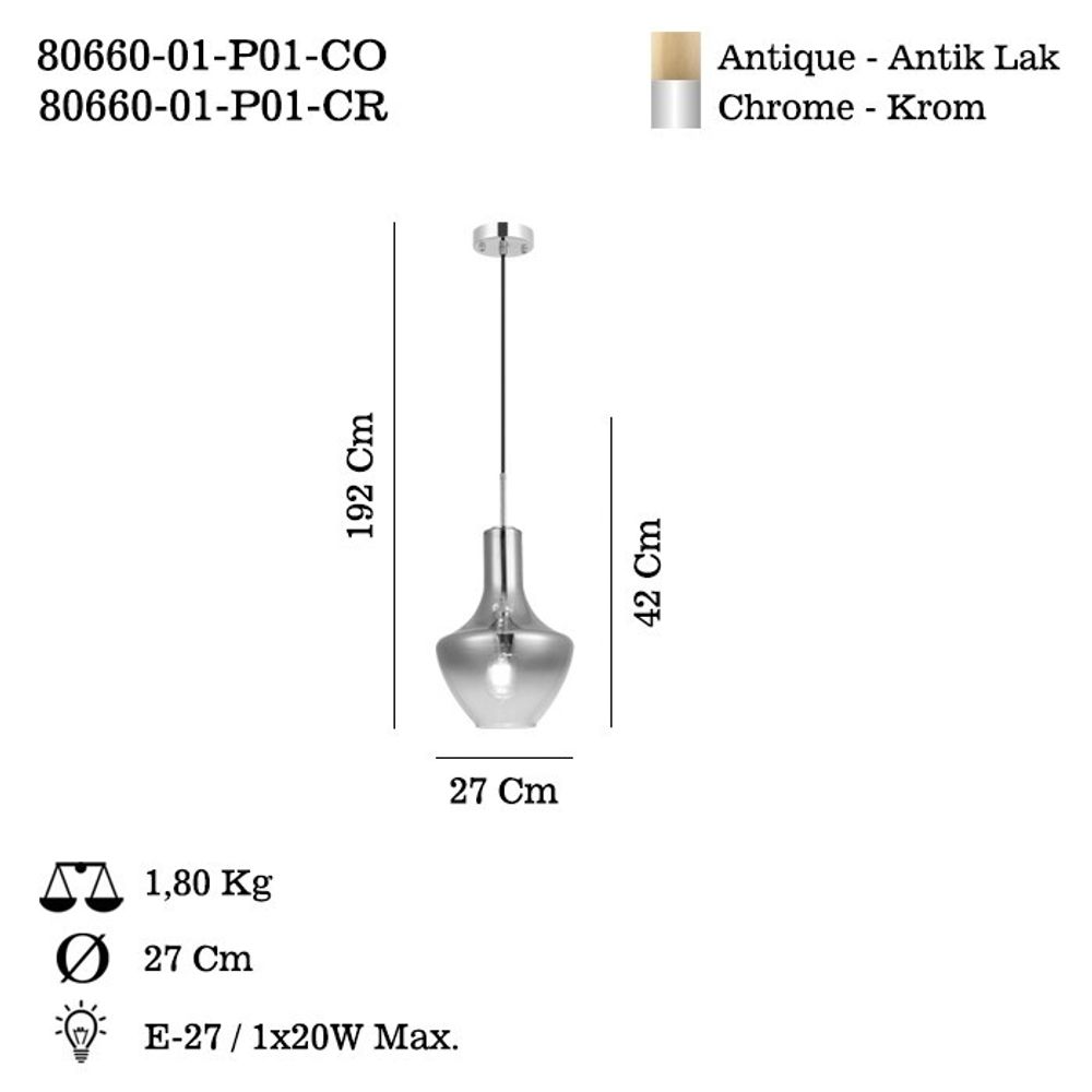 Luster Grava – P01-CO – boje: antikni lak slika 3