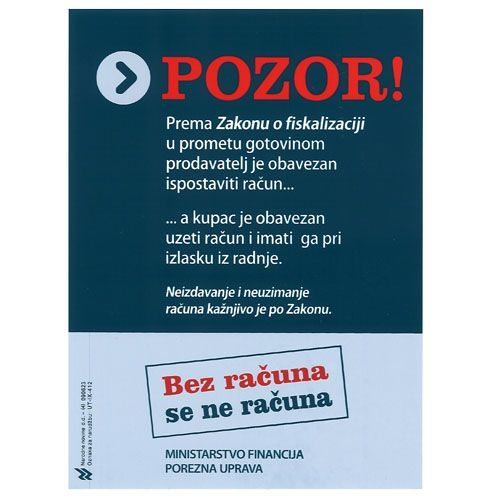 IX-412/S NALJEPNICA POZOR FISKALIZACIJA; PVC folija, 9,9 x 14 cm slika 2