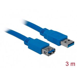 Delock USB kabel USB 3.2 gen. 1 (USB 3.0) USB-A utikač, USB-A utičnica 3.00 m plava boja pozlaćeni kontakti 82540