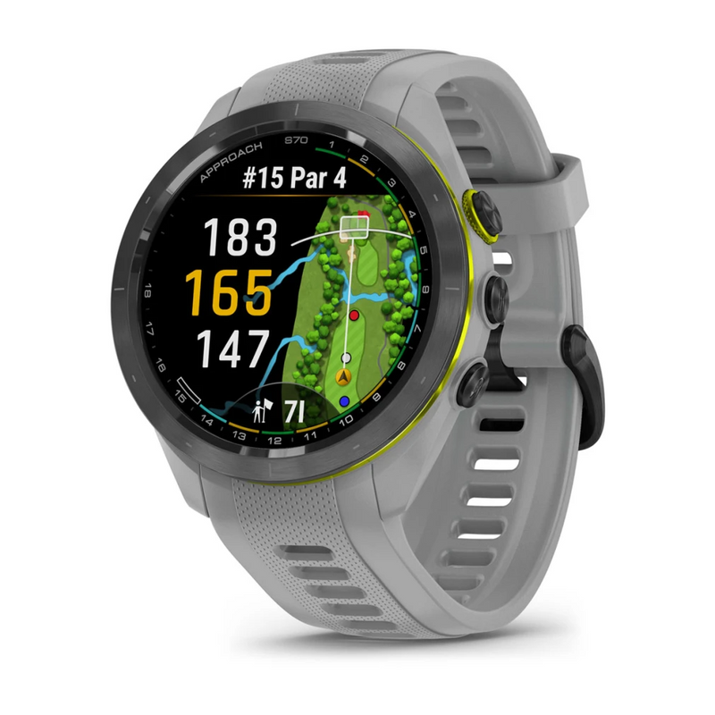 GARMIN Garmin Approach S70, 42 mm, crni keramički okvir s praškasto sivim silikonskim remenom image