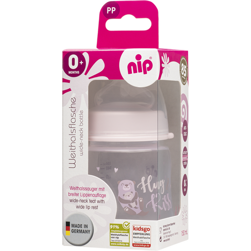 nip® Plastična flašica širokog grla sa silikonskom dudom 150ml 0m+ Girl slika 7