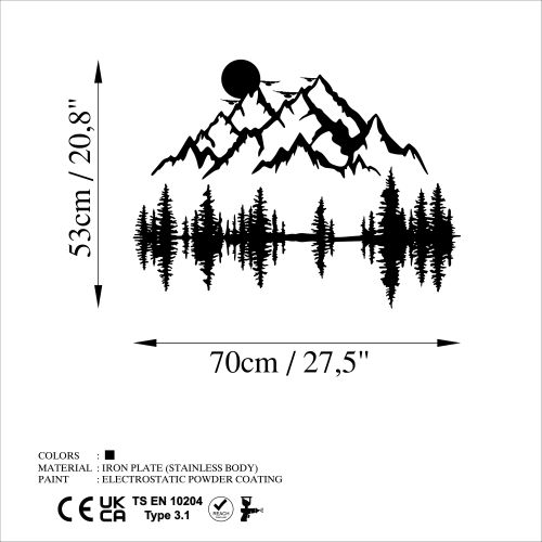 Wallity Metalna zidna dekoracija, Nature And Mountain - 13 slika 6
