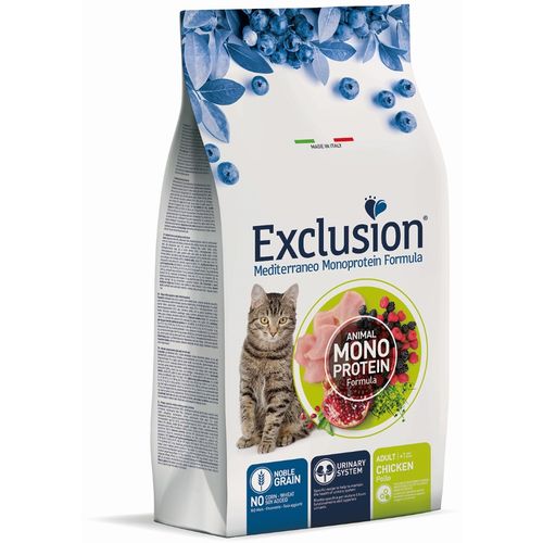 Exclusion Mediterraneo Monoprotein Formula, potpuna hrana za odrasle mačke, piletina, 12 kg slika 1