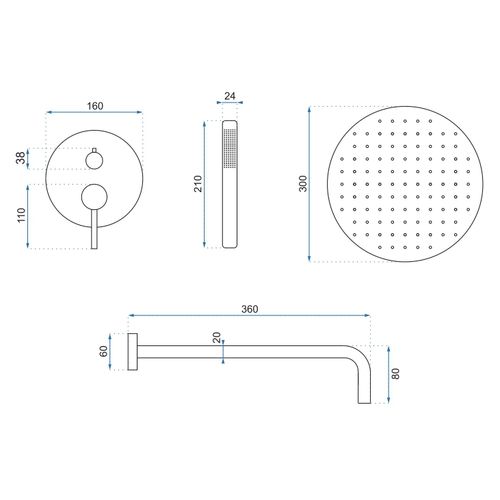 REA podžbukni tuš set lungo chrome + box slika 10