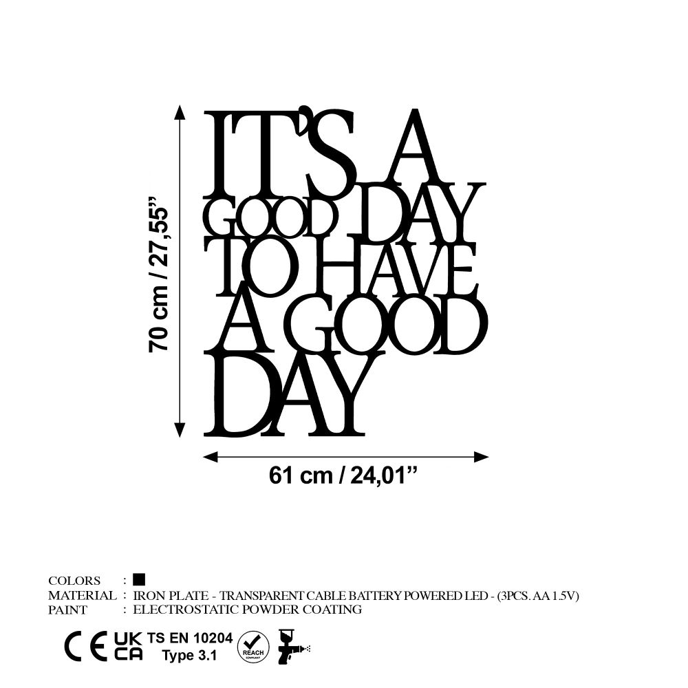 Decorative metal wall accessory Its A Good Day To Have A Good Day 187, colour: black slika 7
