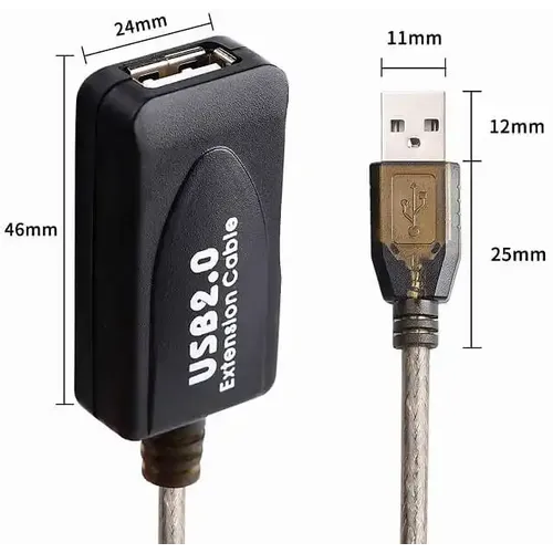 Kabl USB A - USB A M/F 2.0 produžni sa pojačivačem 10m E-Kettz slika 2