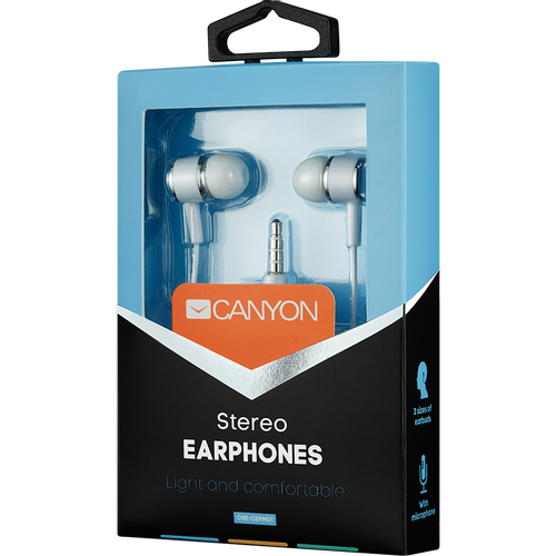CANYON Stereo earphones with microphone, White slika 2