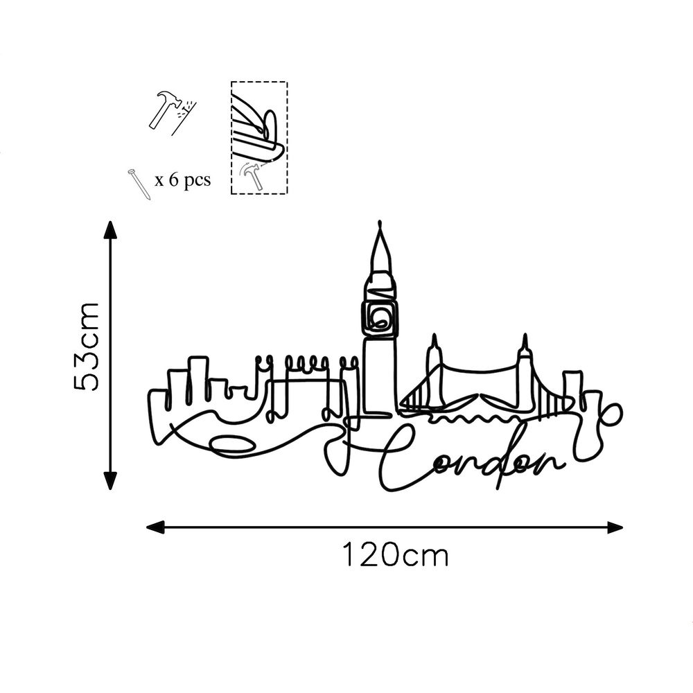 Dekorativni Metalni Zidni Ukras 'London Black' slika 6